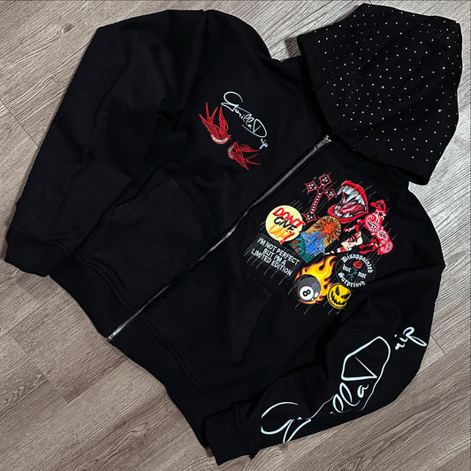 1 of 1 Black patchwork hoodie