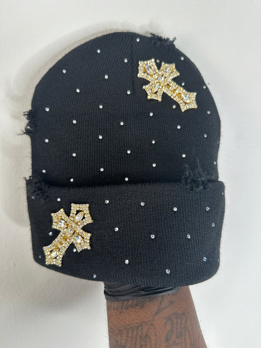 Rhinestone Cross Beanie